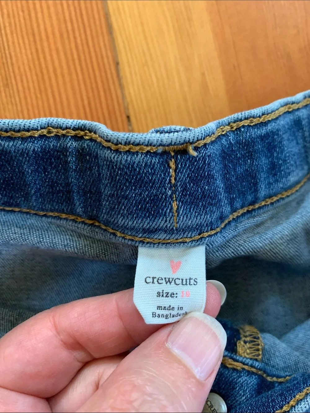 Crewcuts Girls Blue Denim Skirt with Heart Pockets Size 10